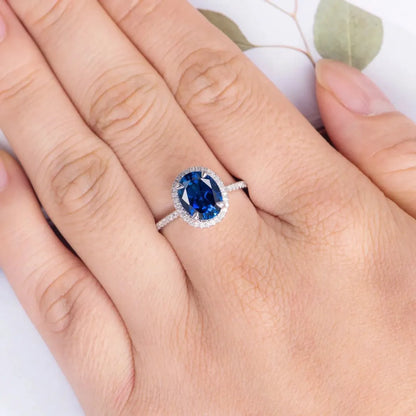 New Accessories Royal Blue Round Multi-Diamond Ladies Zircon Copper Ring Wholesale