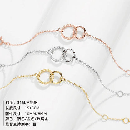 New Accessories Simple Stainless Steel Gold-plated Round Bracelet Korean Fashion Hollow Bracelet Wholesale Gooddiy