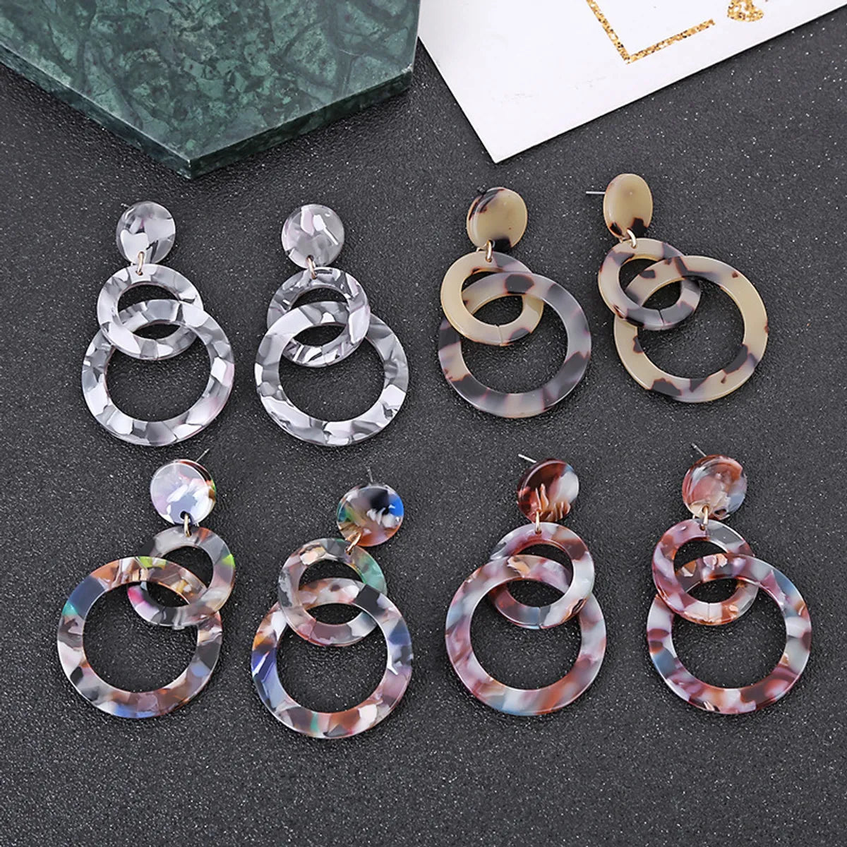 1 Pair Fashion Geometric Resin No Inlaid Earrings Ear Studs