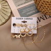 New Acrylic Pearl Butterfly Diamond Star Flower C-Shaped Earring Set Wholesale Nihaojewelry