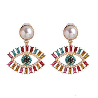 Fashion Eye Diamond Alloy Acrylic Earrings Ear Studs