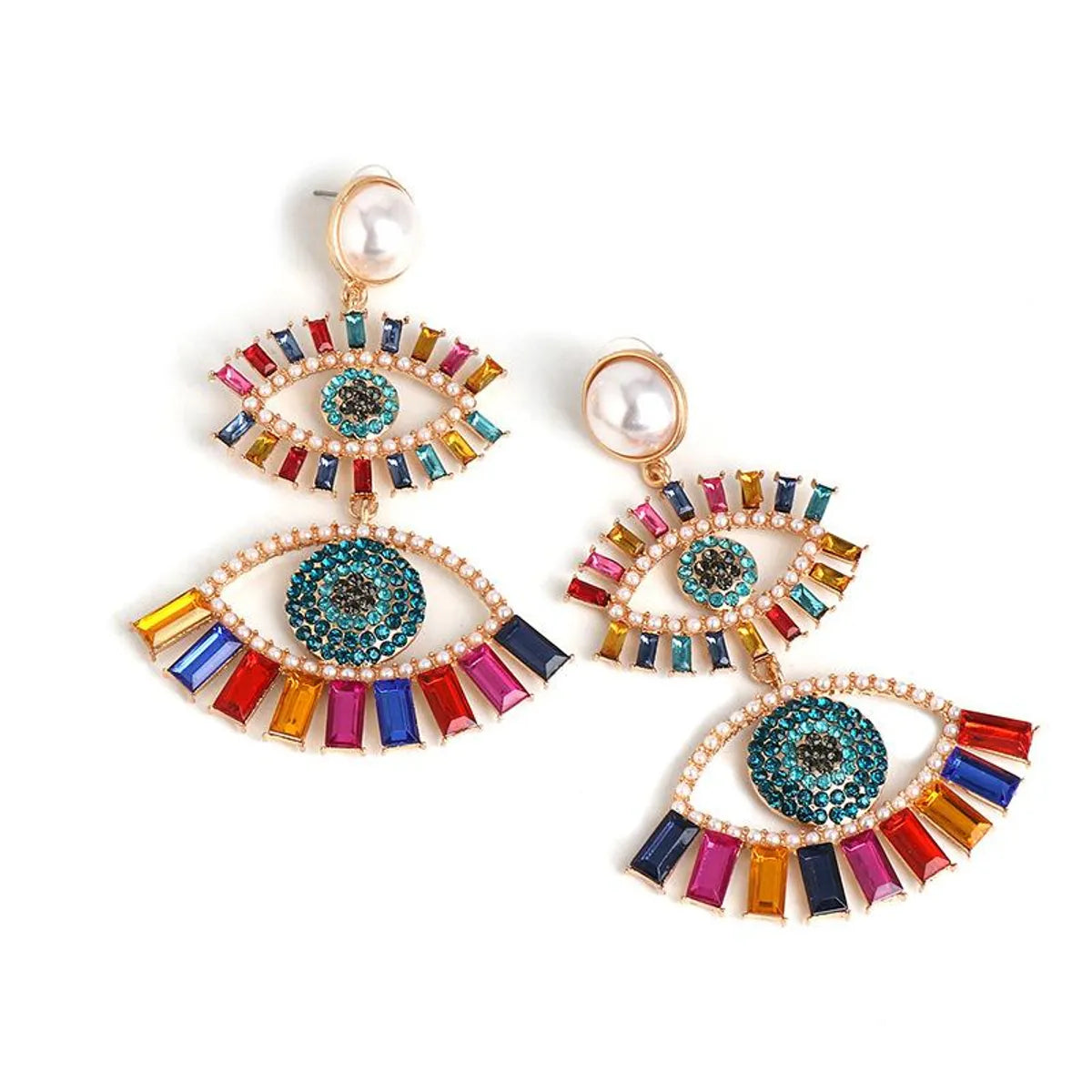 Fashion Eye Diamond Alloy Acrylic Earrings Ear Studs