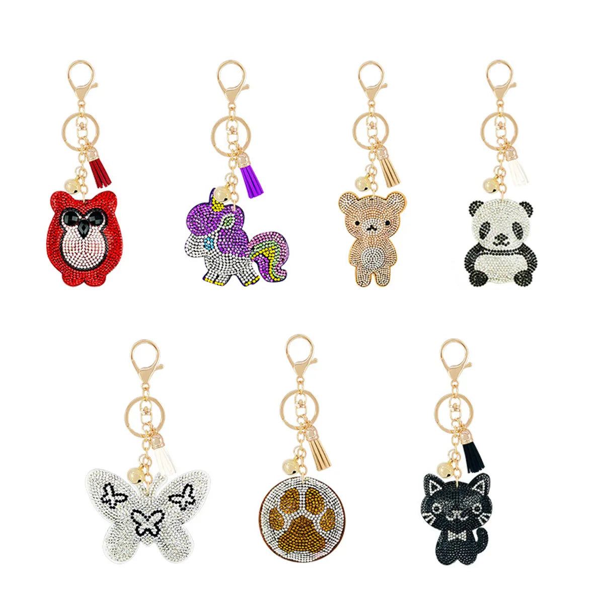 New Animal Series Korean Velvet Diamond Keychain