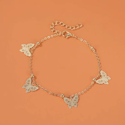 New Anklet Hollow Butterfly Pendant Anklet Summer Beach Four Butterfly Anklets Wholesale Nihaojewelry