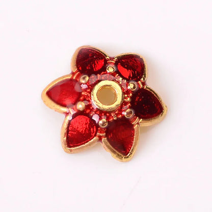 New Bead Small Flower Piece Dropping Oil Imitation Burned Blue Cloisonne Alloy Small Flower Piece Diy Antique Hairpin Bracelet Necklace