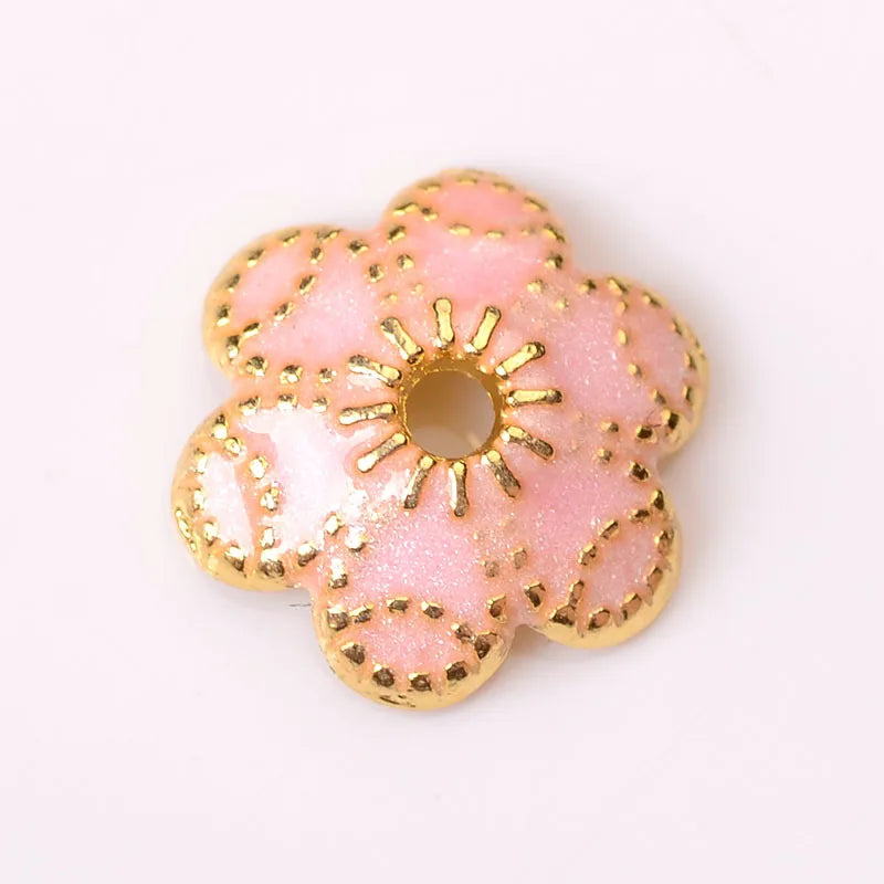 New Bead Small Flower Piece Dropping Oil Imitation Burned Blue Cloisonne Alloy Small Flower Piece Diy Antique Hairpin Bracelet Necklace