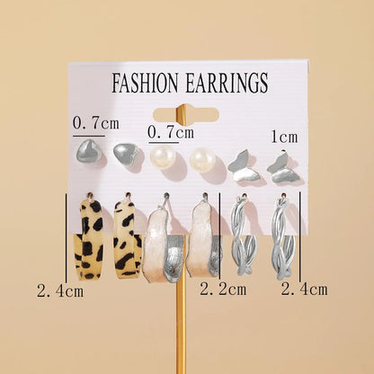 New Black White Checkerboard Earrings 6 Pairs Set Wholesale