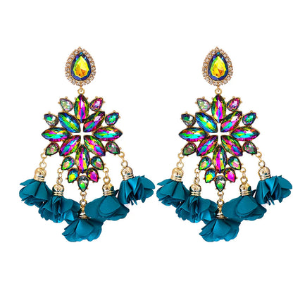 New Bohemian Color Diamond Flower Earrings Personalized Wholesale