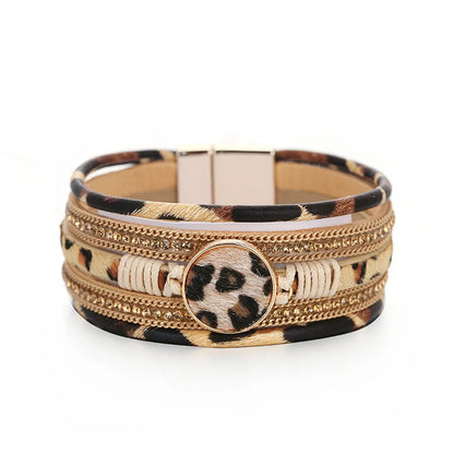 New Bohemian Hand-Woven Leopard Magnetic Bracelet