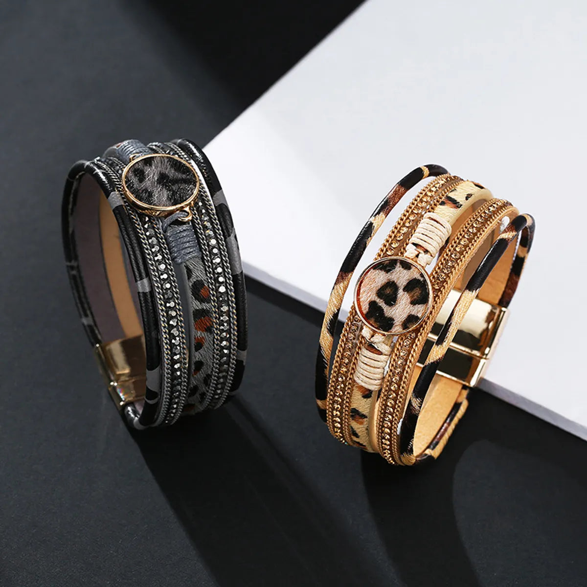 New Bohemian Hand-Woven Leopard Magnetic Bracelet