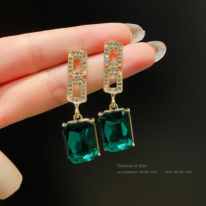 Bow Knot Diamond Alloy Artificial Gemstones Earrings