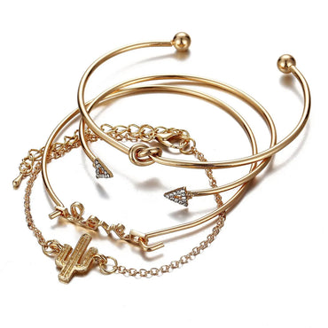 New Bracelet Cactus Bracelet Triangle Knot Love Bracelet Combination Set Four-Piece