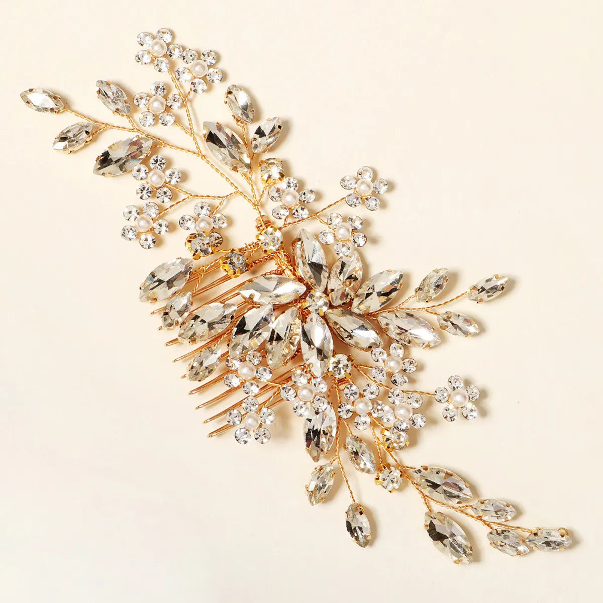 New Bridal Jewelry Wedding Dress Hair Headdress Handmade Flower Comb Rhinestone Hair Comb