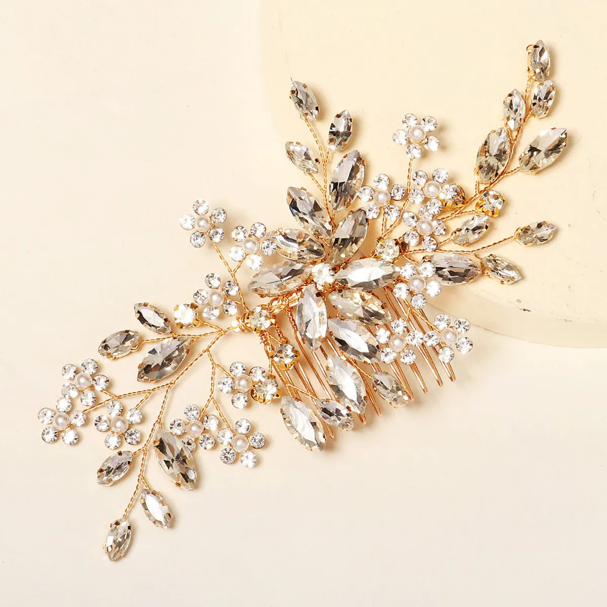 New Bridal Jewelry Wedding Dress Hair Headdress Handmade Flower Comb Rhinestone Hair Comb