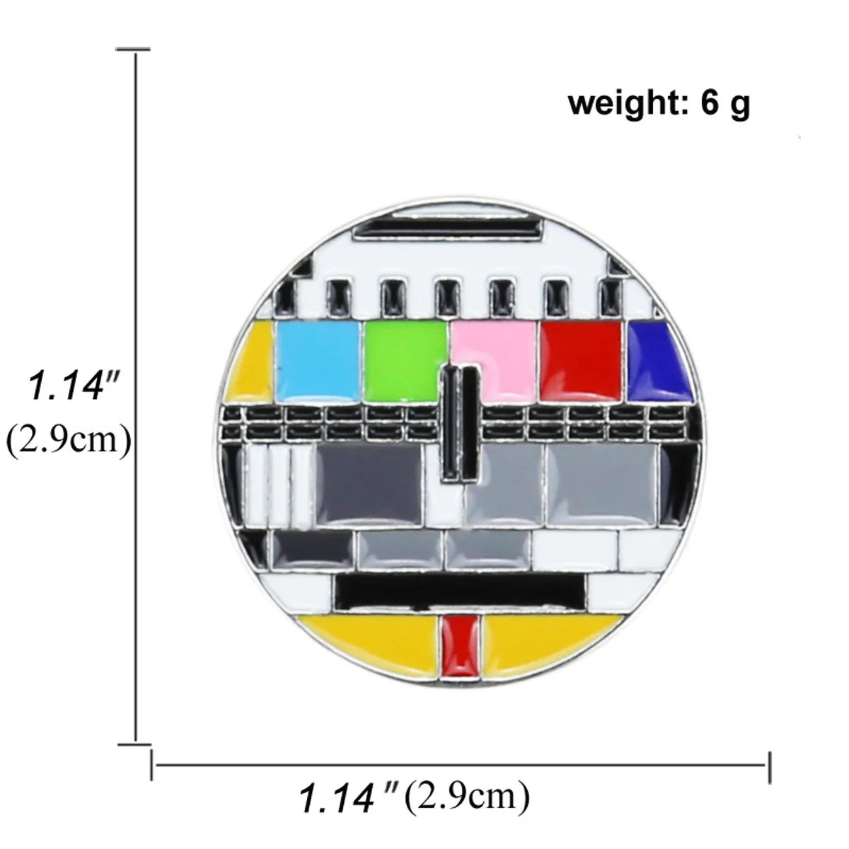 New Brooch Jewelry Creative Retro Tv Channel No Signal Color Icon Collar Pin