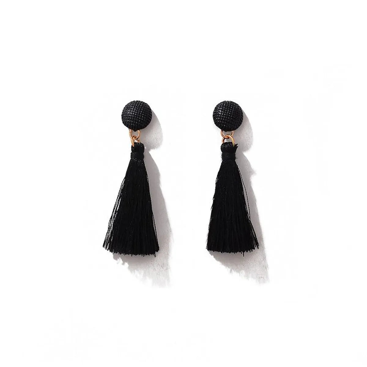 New Button Black And White Tassel Earrings Nhdp145166