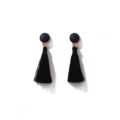 New Button Black And White Tassel Earrings Nhdp145166