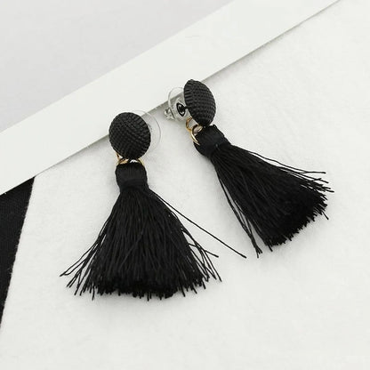 New Button Black And White Tassel Earrings Nhdp145166