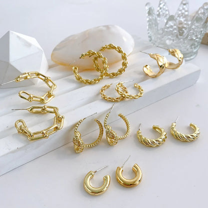 Ins Style C Shape Plating Metal No Inlaid Earrings