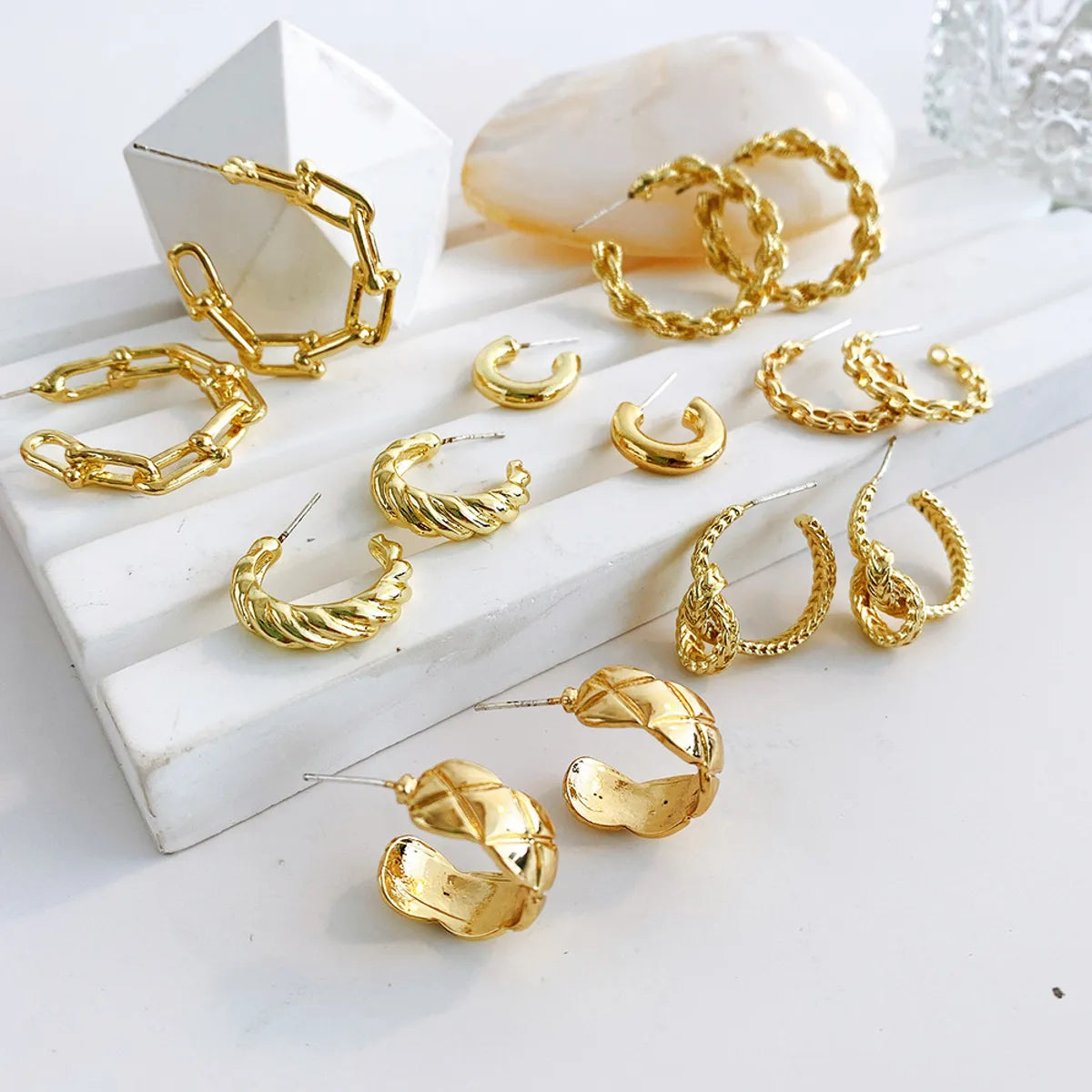 Ins Style C Shape Plating Metal No Inlaid Earrings