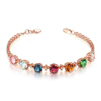 Shiny Oval Copper Plating Inlay Artificial Gemstones Bracelets