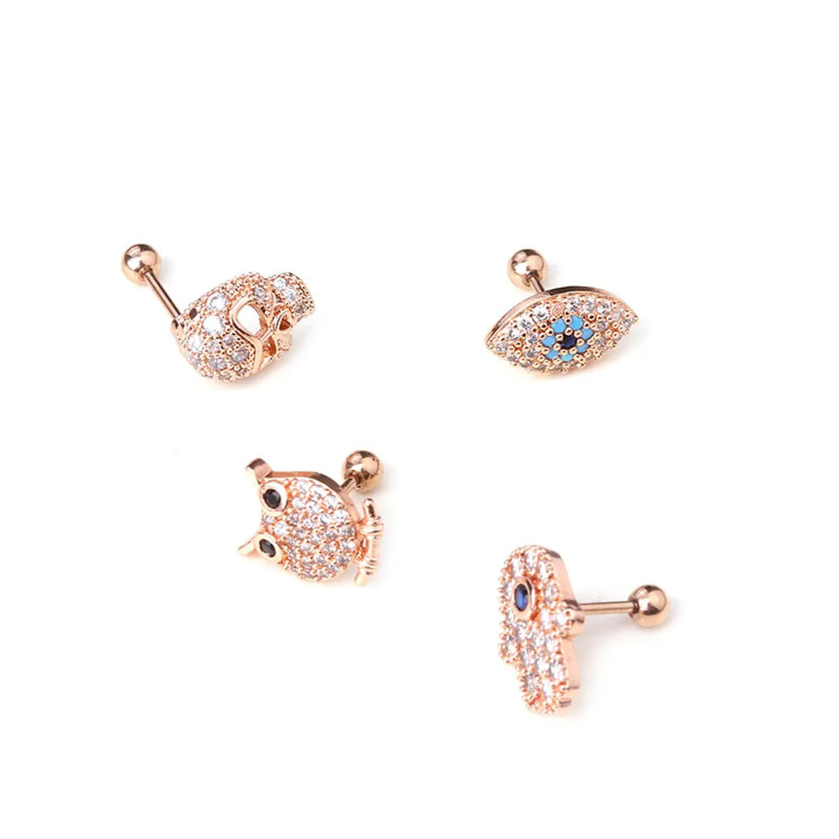 Ear Cartilage Rings & Studs Ethnic Style Cartoon Character 316 Stainless Steel  Copper Zircon