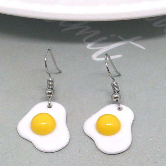 New Cartoon Resin Poached Egg Cute Omelette Ear Hook