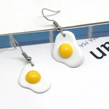 New Cartoon Resin Poached Egg Cute Omelette Ear Hook