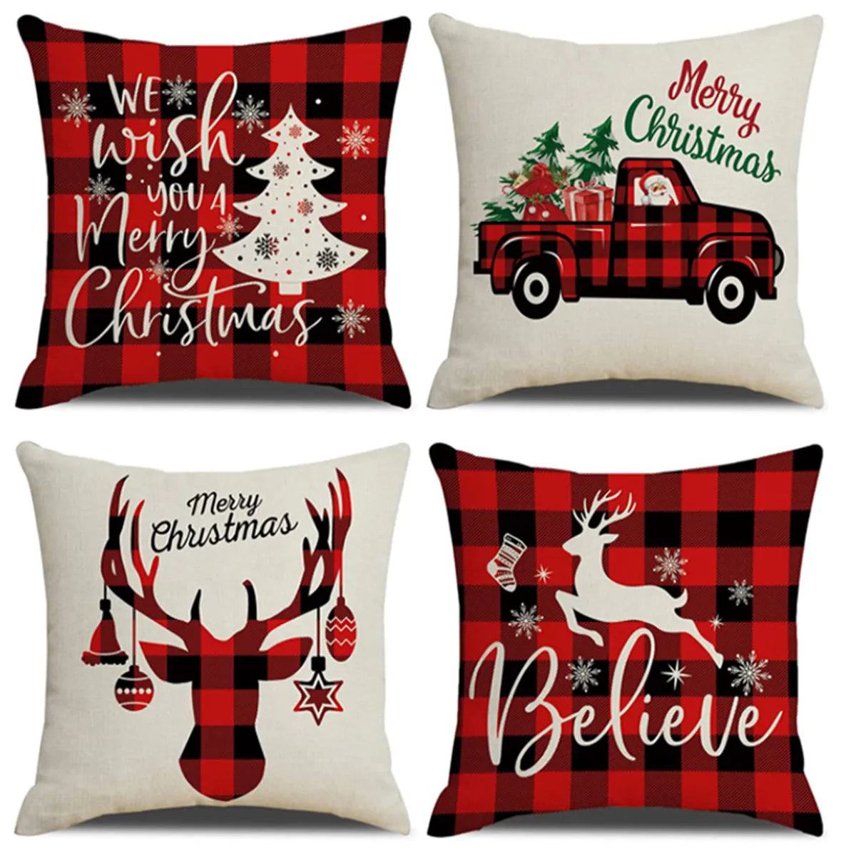 New  Christmas Pillow Case Linen Peach Leather Sofa Waist Pillow Cushion Cover Set Pillow Case Wholesale