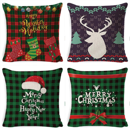 New  Christmas Pillow Case Linen Peach Leather Sofa Waist Pillow Cushion Cover Set Pillow Case Wholesale