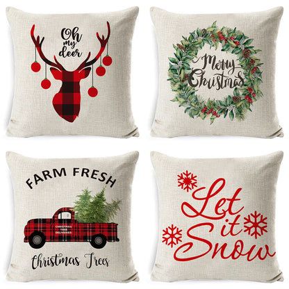 New  Christmas Pillow Case Linen Peach Leather Sofa Waist Pillow Cushion Cover Set Pillow Case Wholesale