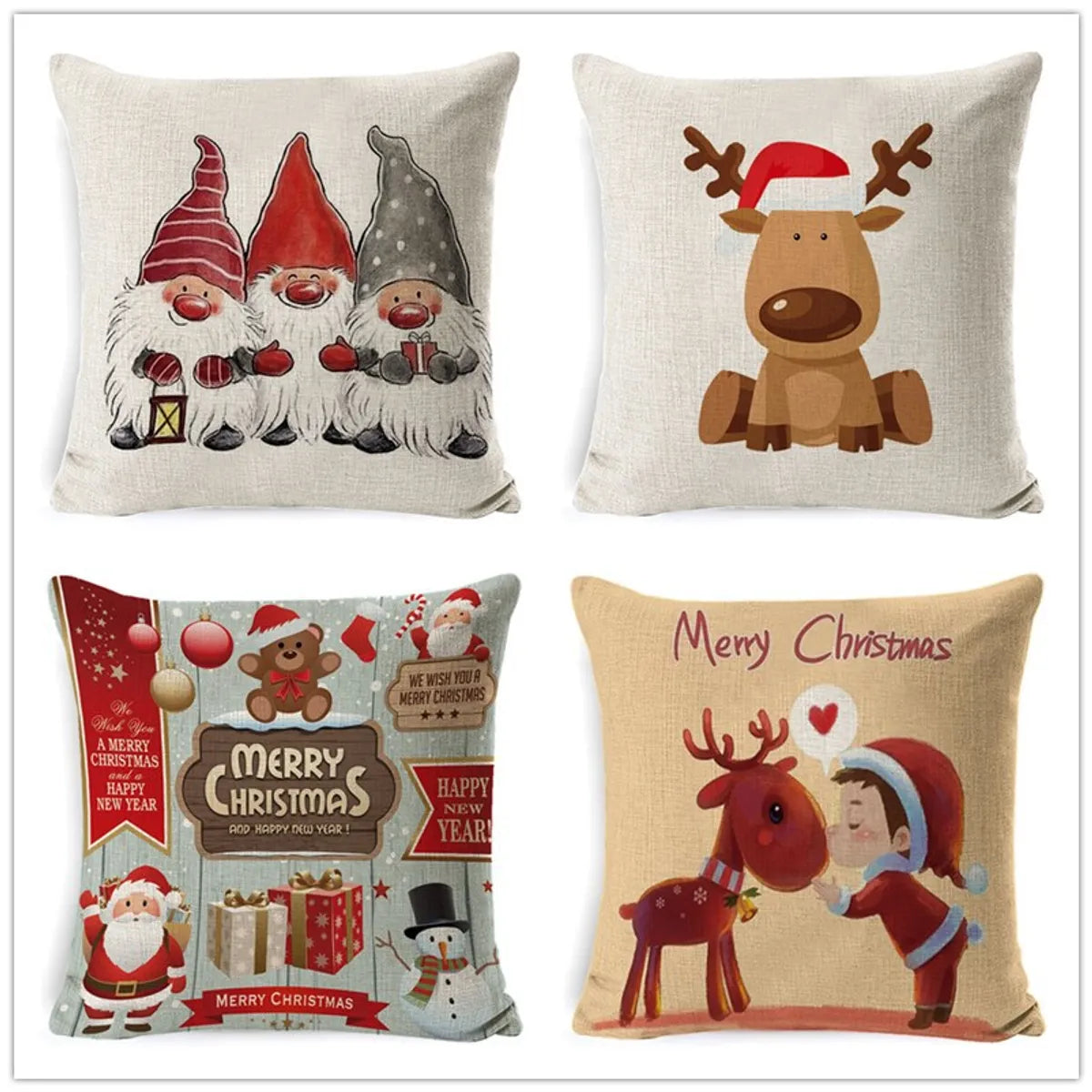 New  Christmas Pillow Case Linen Peach Leather Sofa Waist Pillow Cushion Cover Set Pillow Case Wholesale