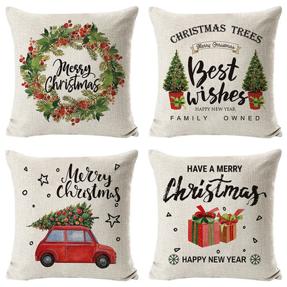 New  Christmas Pillow Case Linen Peach Leather Sofa Waist Pillow Cushion Cover Set Pillow Case Wholesale