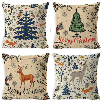 New  Christmas Pillow Case Linen Peach Leather Sofa Waist Pillow Cushion Cover Set Pillow Case Wholesale