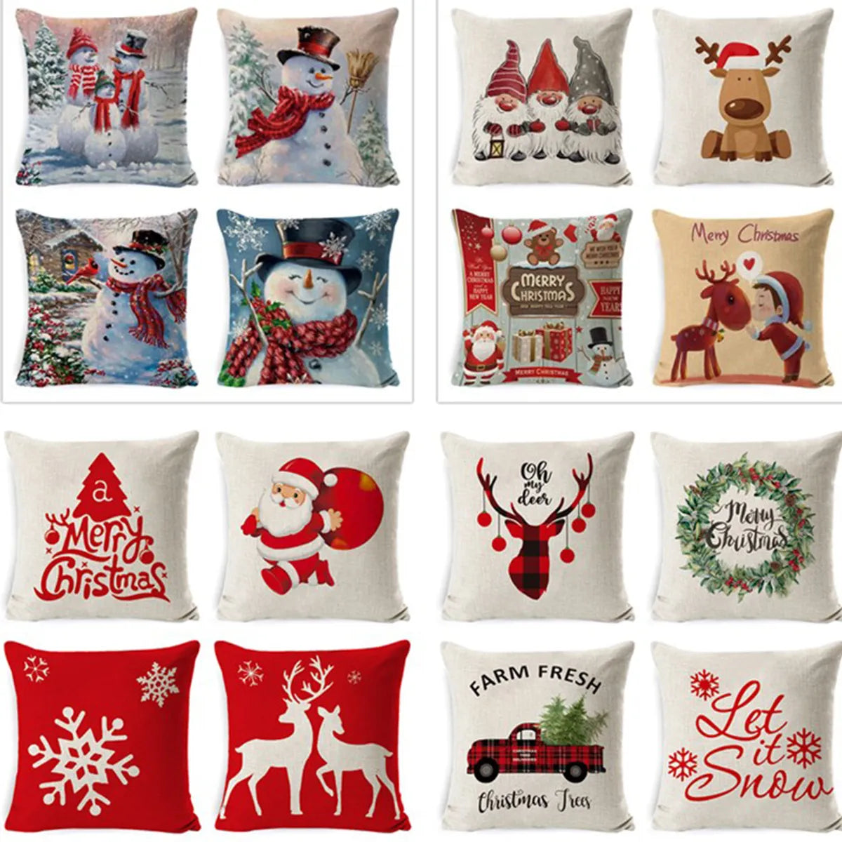 New  Christmas Pillow Case Linen Peach Leather Sofa Waist Pillow Cushion Cover Set Pillow Case Wholesale