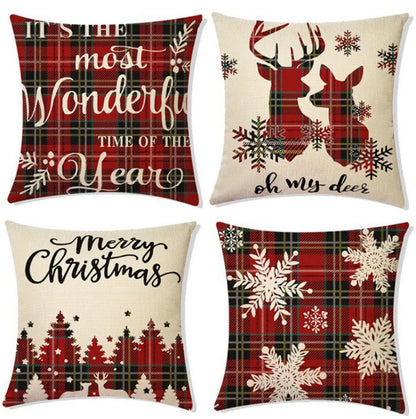 New  Christmas Pillow Case Linen Peach Leather Sofa Waist Pillow Cushion Cover Set Pillow Case Wholesale