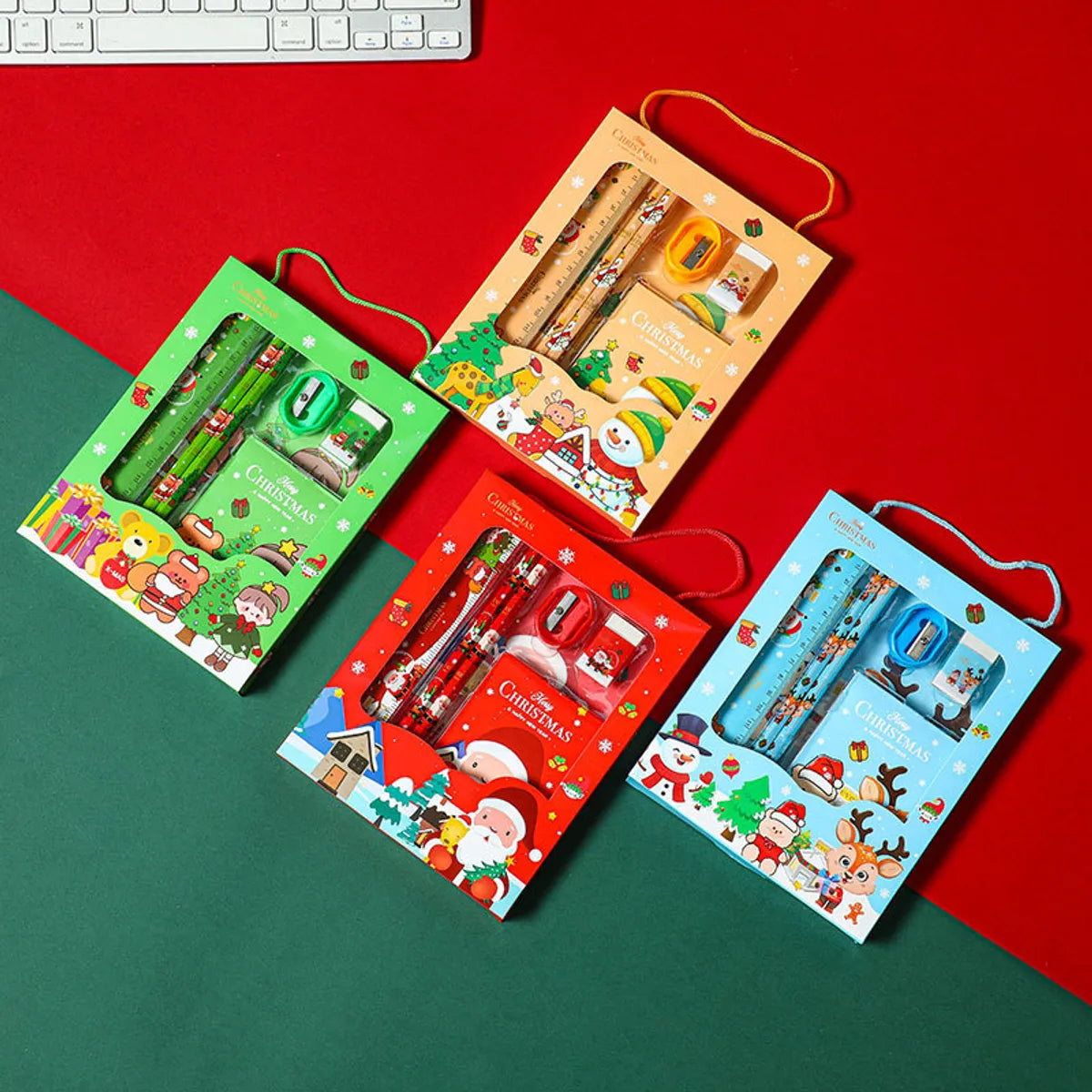 New Christmas Student Stationery Gift Box Set Children'S Christmas Small Gifts Present Prize Portable Six-Piece Set