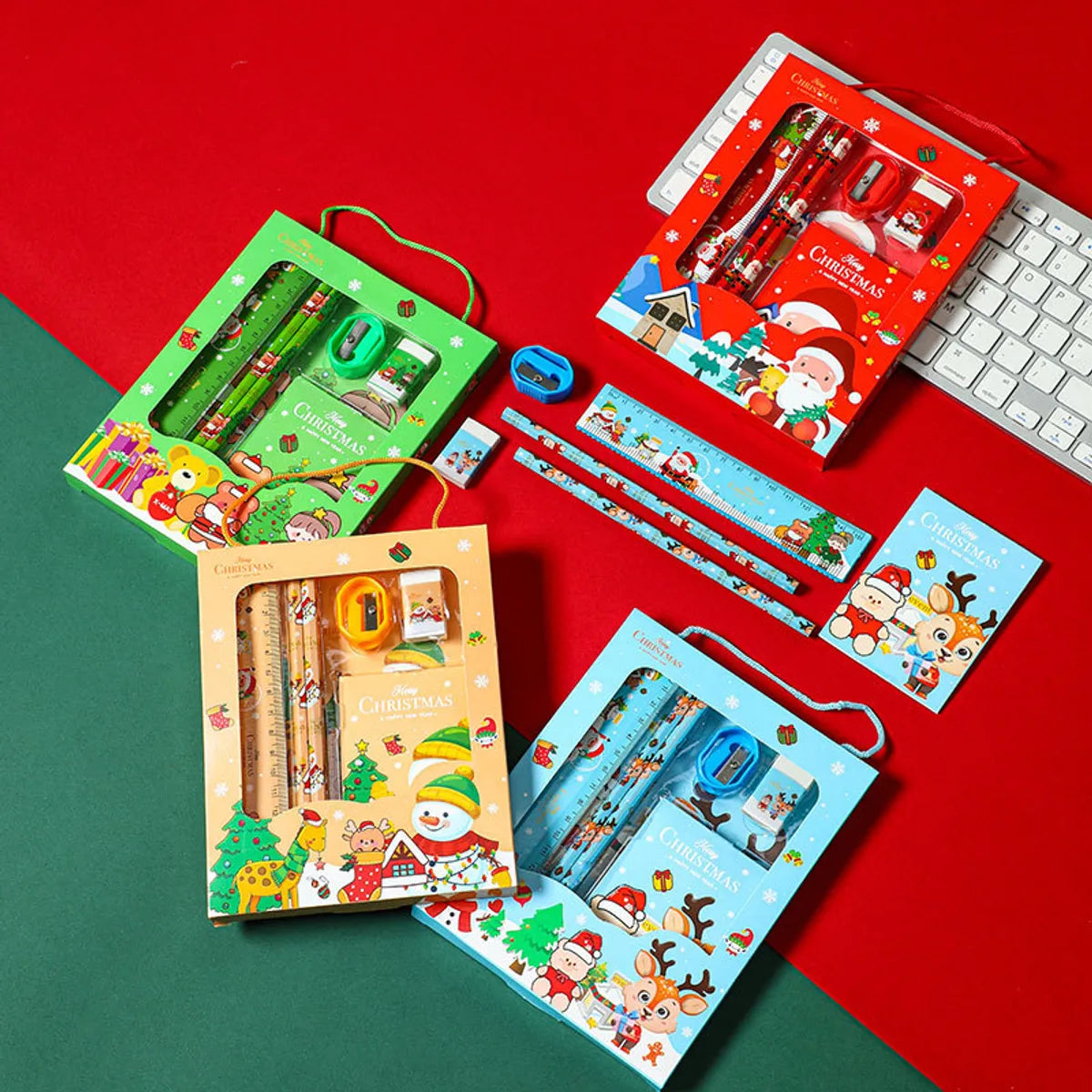 New Christmas Student Stationery Gift Box Set Children'S Christmas Small Gifts Present Prize Portable Six-Piece Set