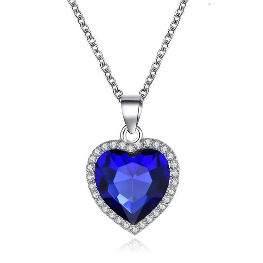 New Classic Ocean Heart  Titanic Crystal Gem Love-shaped Necklace Clavicle Chain