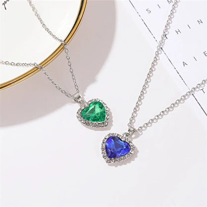 New Classic Ocean Heart  Titanic Crystal Gem Love-shaped Necklace Clavicle Chain