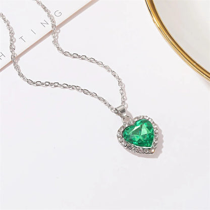 New Classic Ocean Heart  Titanic Crystal Gem Love-shaped Necklace Clavicle Chain