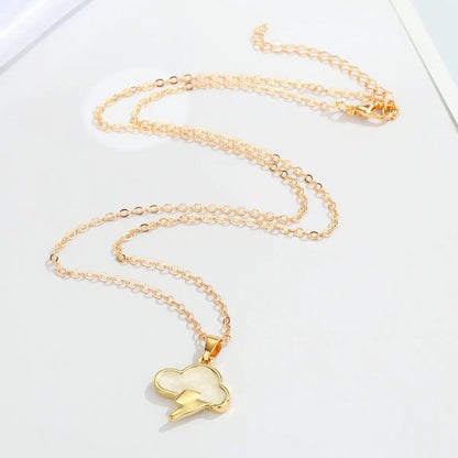 Europe And America Cross Border New Accessories Personalized Cloud Lightning Necklace Creative Solid Irregular Pendants Clavicle Chain