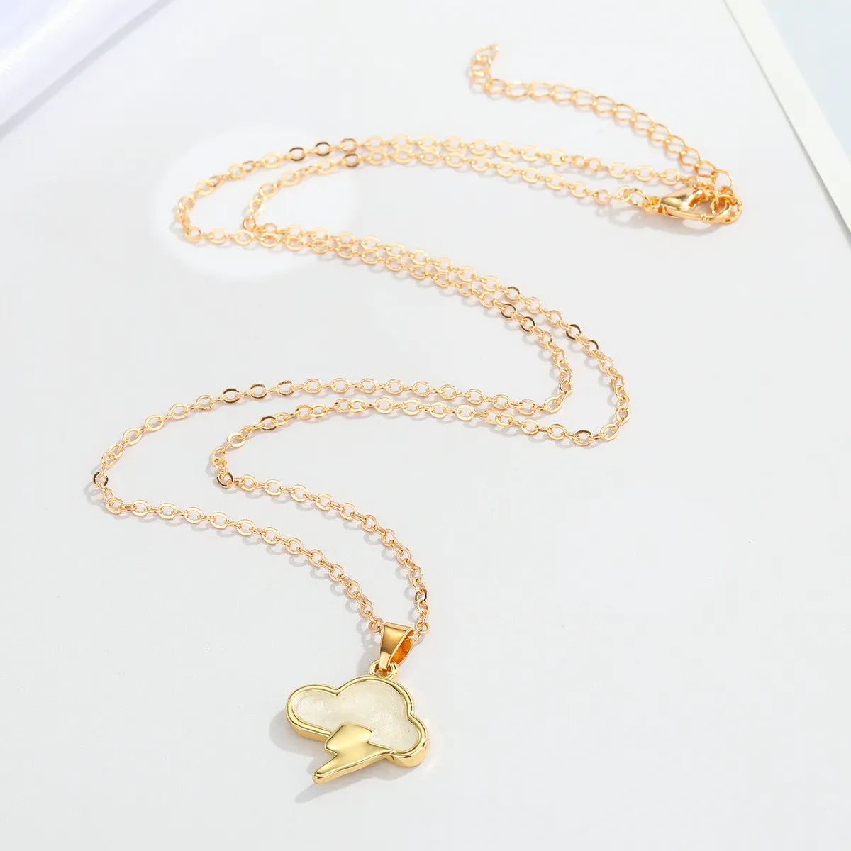 Europe And America Cross Border New Accessories Personalized Cloud Lightning Necklace Creative Solid Irregular Pendants Clavicle Chain