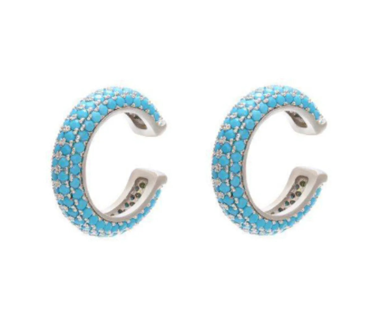 Korean Style New Colorful Crystals Ear Clip Female Creative Personality C- Shaped Stitching Simple Non-Piercing Ear Clip Earrings Wholesale