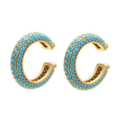 Korean Style New Colorful Crystals Ear Clip Female Creative Personality C- Shaped Stitching Simple Non-Piercing Ear Clip Earrings Wholesale