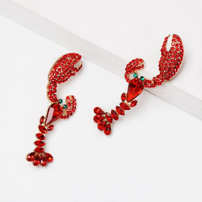 Fashion Lobster Diamond Alloy Acrylic Earrings Ear Studs