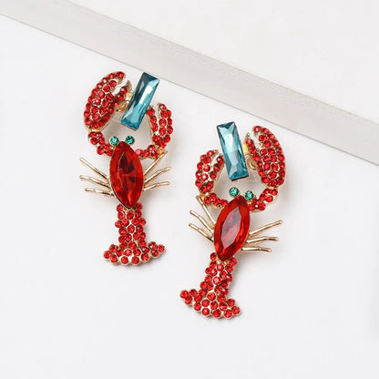 Fashion Lobster Diamond Alloy Acrylic Earrings Ear Studs