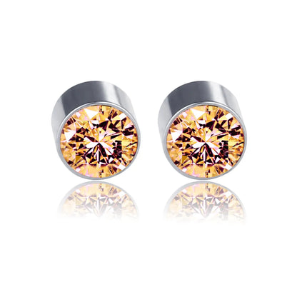 New Color Diamond Titanium Steel Magnetic Stud Earrings