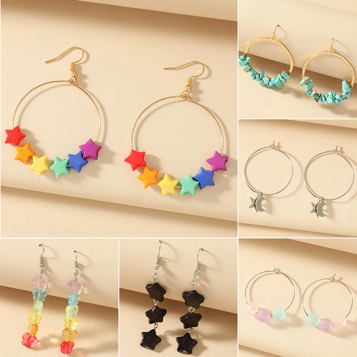 New Color Five-pointed Star Candy Color Butterfly Long Earrings Wholesale Gooddiy