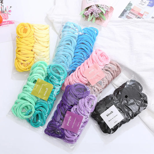 New Color Matching Towel Ring Seamless Color Rubber Band Hair Ring Hair Rope Korean Version Of 50 A Pack